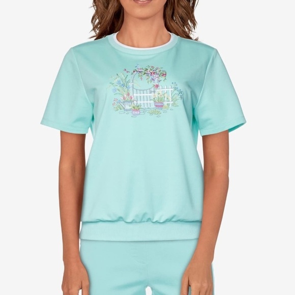 2 Alfred Dunner Embroidered Short Sleeve Knit Tops 3X Cottagecore - Picture 5 of 13